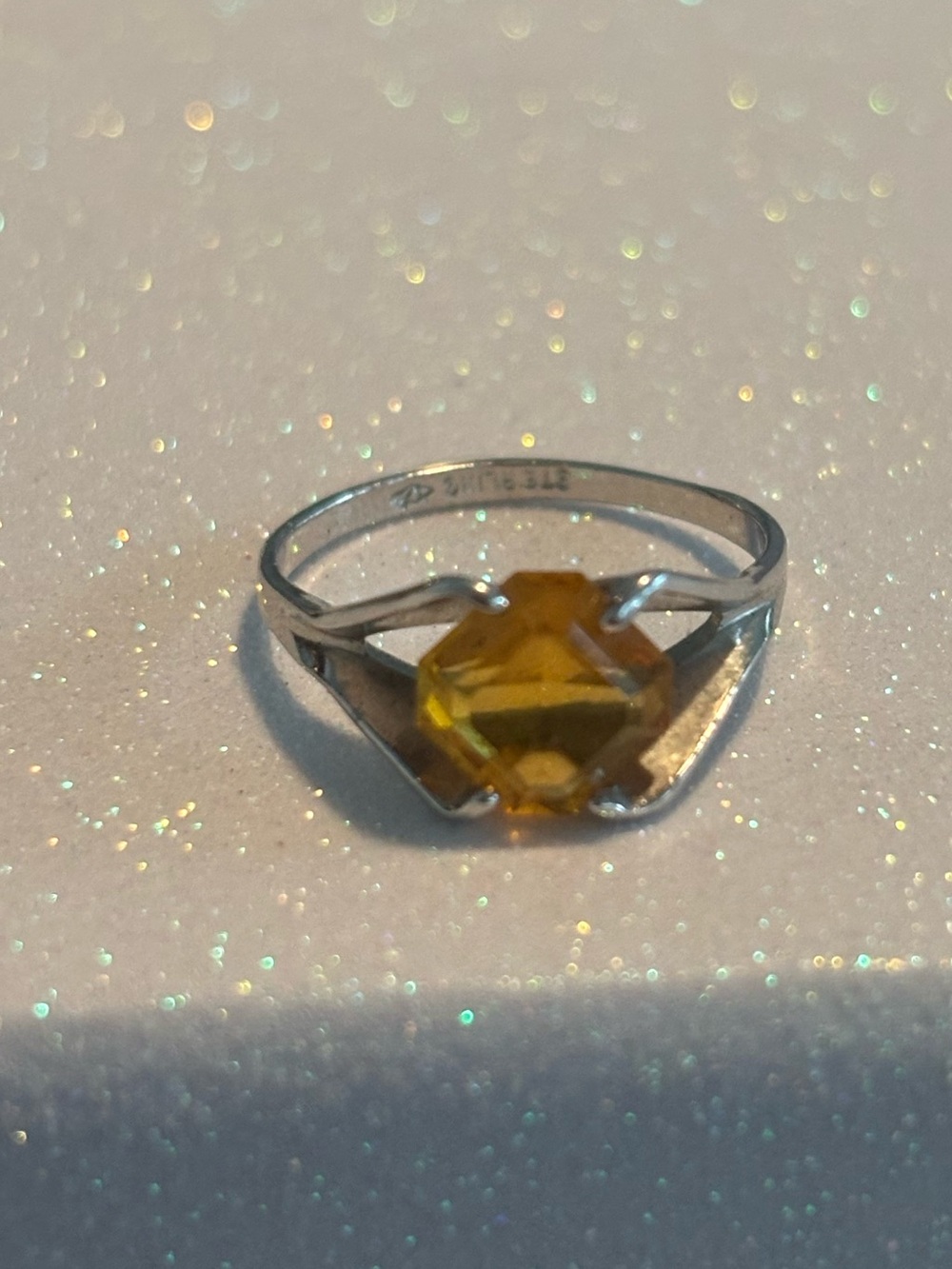 Vintage Sterling Silver Citrine-Colored Ring